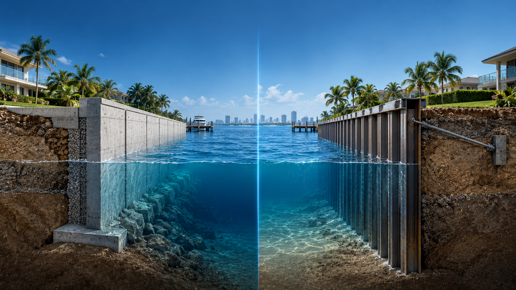 Concrete Panel Seawall vs Steel Sheet Pile Seawall